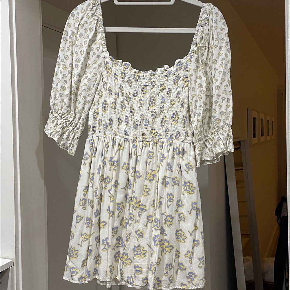 French Connection White and Yellow Floral Dress